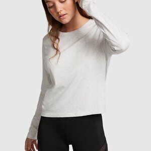 PINK Victoria's Secret Long Sleeve Crop Shirt New With Tags Heather Gray